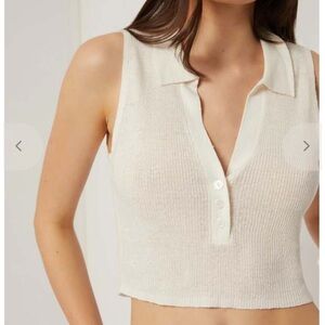 NWT- Onia Linen Rib Polo Tank- M